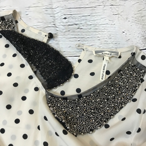 Pacsun Kirra Polka Dot Blouse Beaded Collar - Picture 7 of 8